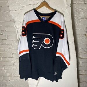 Vintage Starter NHL Philadelphia Flyers Dainius Zubrus 9 Jersey Mens XL Black